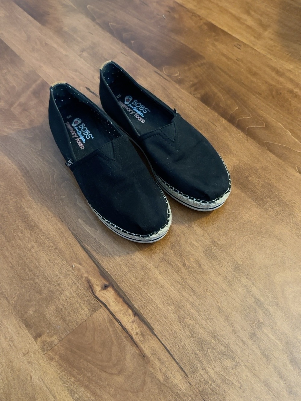Skechers BOBS Black Slip-On Espadrille Shoes – Memory Foam size 9